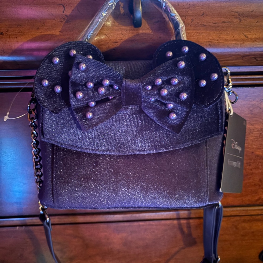 Disney Navy Glitter Bow Handbag